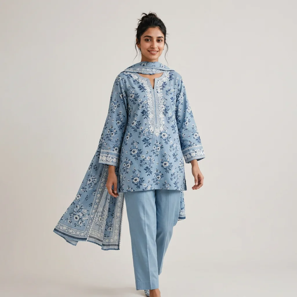 Powder blue embroidered BLYXER suit